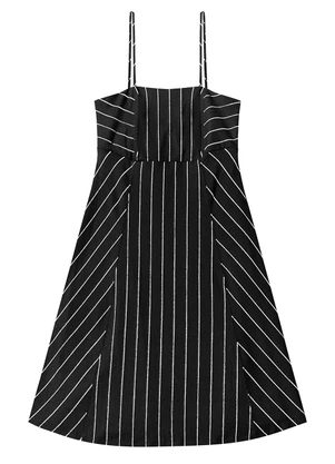 Endless - Vestido Curto de Alças Decote Quadrado Preto - ENDLESS