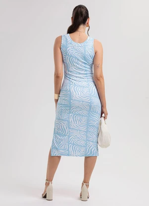 Habana - Vestido Curto em Viscose Azul - HABANA