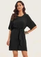 Endless - Vestido Curto Feminino com Cinto Marrom - variação: Preto