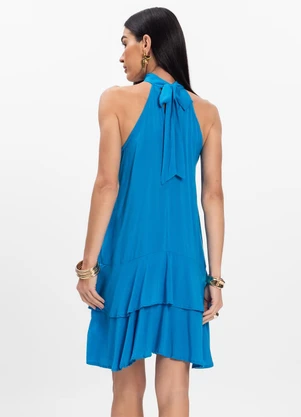 Rovitex - Vestido Curto Feminino em Viscose Style Box Azul - ROVITEX