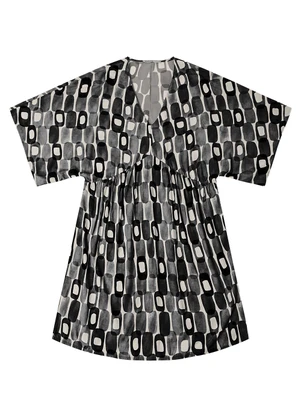 Endless - Vestido Curto Feminino Estampado Decote V Preto - ENDLESS