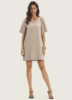 Endless - Vestido Curto Feminino Gola Redonda Marrom - ENDLESS