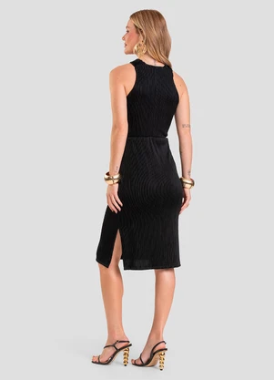 Dianna - Vestido Curto Feminino Texturizado Fluído Preto - DIANNA