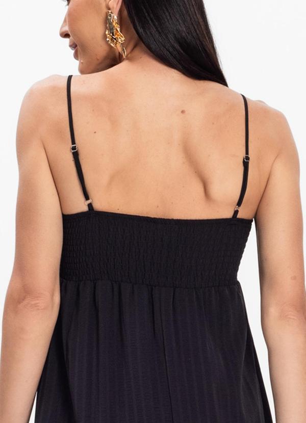 Rovitex - Vestido Curto Listrado em Chiffon Aishty Preto 5