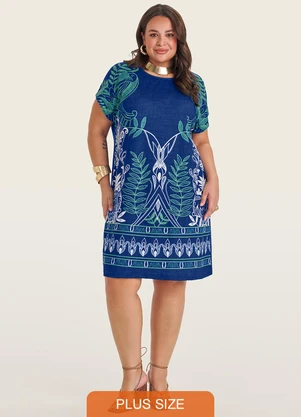Secret Glam - Vestido Curto Plus Size Azul - SECRET GLAM