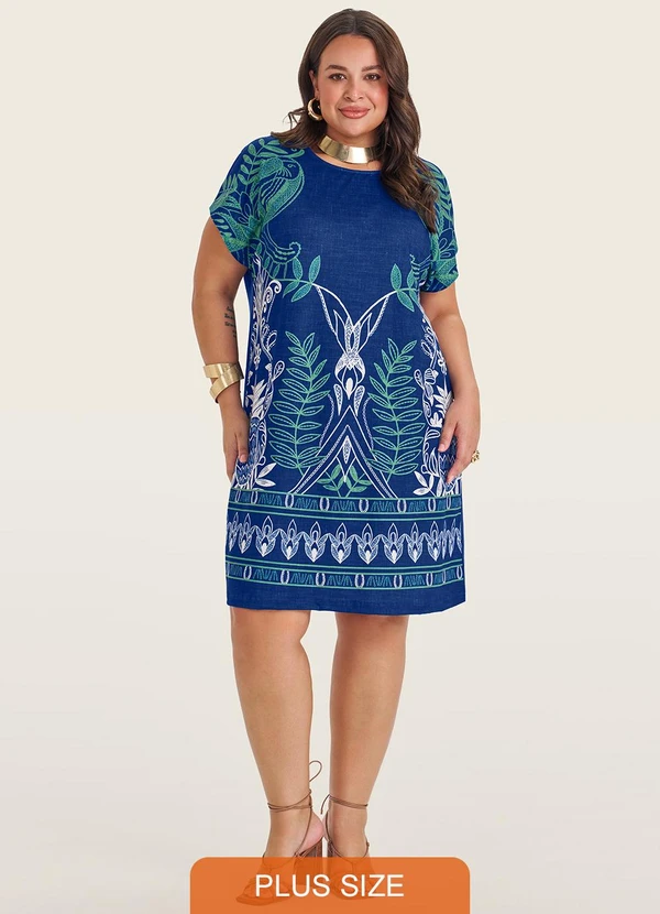 Secret Glam - Vestido Curto Plus Size Azul