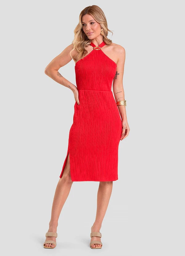 Dianna - Vestido Curto Texturizado Fluído Vermelho 1