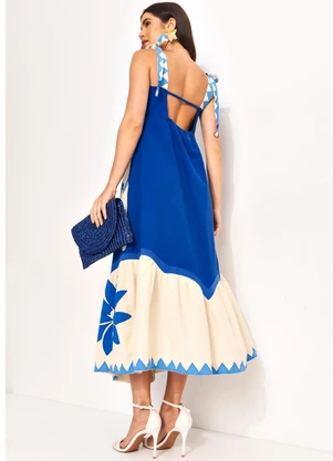 Farm - Vestido Cutwork Lenço Sonho de Mar Azul - FARM