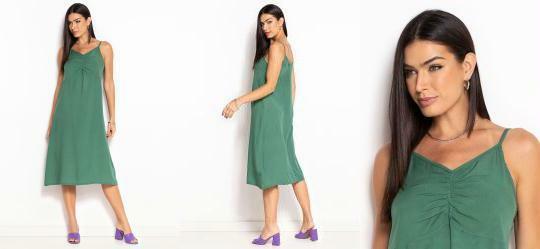 Vestido de Alcinha Decote V Verde
