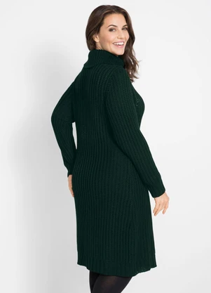 bonprix - Vestido de Tricô Gola Alta Verde Musgo - BONPRIX