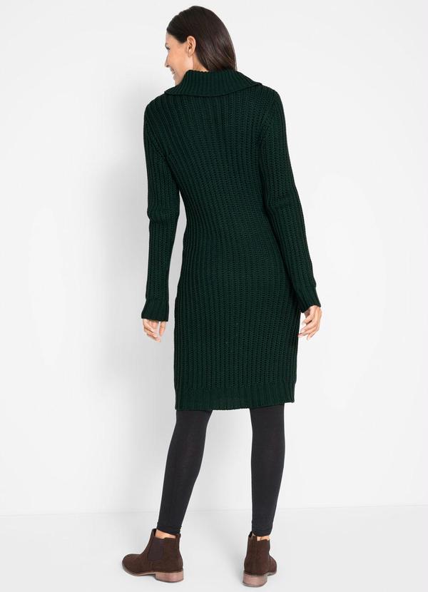 bonprix - Vestido de Tricô Gola Alta Verde Musgo 7