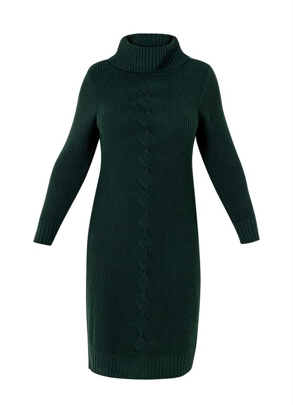 bonprix - Vestido de Tricô Gola Alta Verde Musgo 5