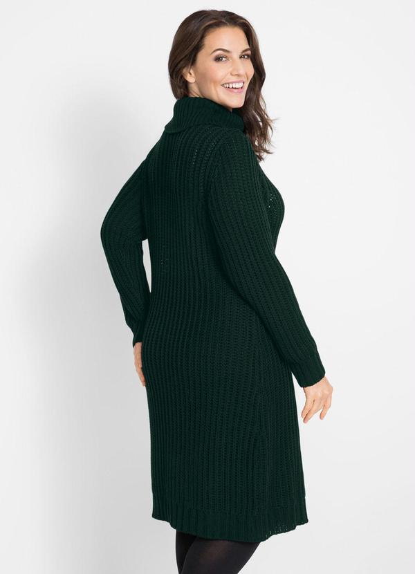 bonprix - Vestido de Tricô Gola Alta Verde Musgo 3