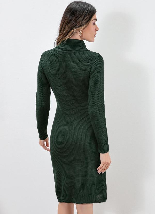 bonprix - Vestido de Tricô Gola Alta Verde Musgo 15