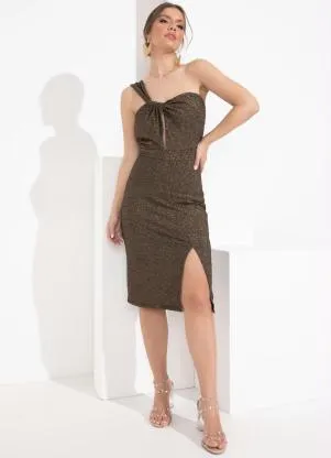 Queima Estoque - Vestido Decote Assimétrico Preto com Brilho - QUEIMA ESTOQUE