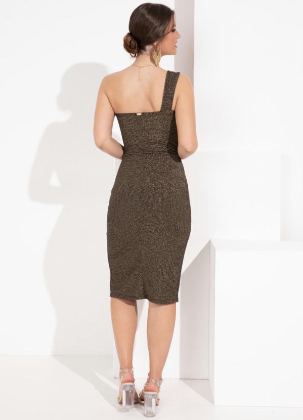 Outlet - Vestido Decote Assimétrico Preto com Brilho 2