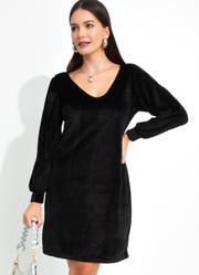 Vestido Decote com Renda Preto