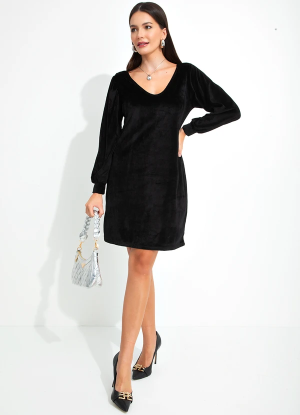 bonprix - Vestido Decote com Renda Preto 2
