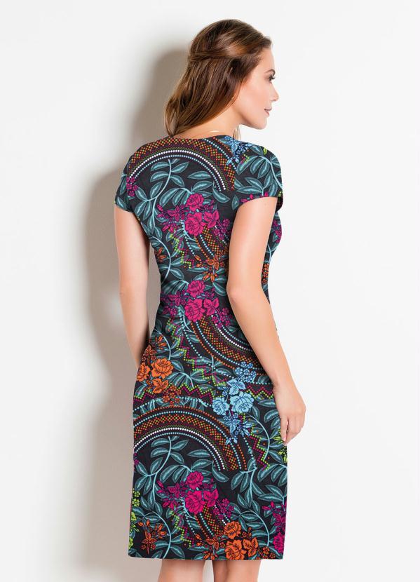 Rosalie - Vestido Decote Redondo Flores Moda Evangélica 2