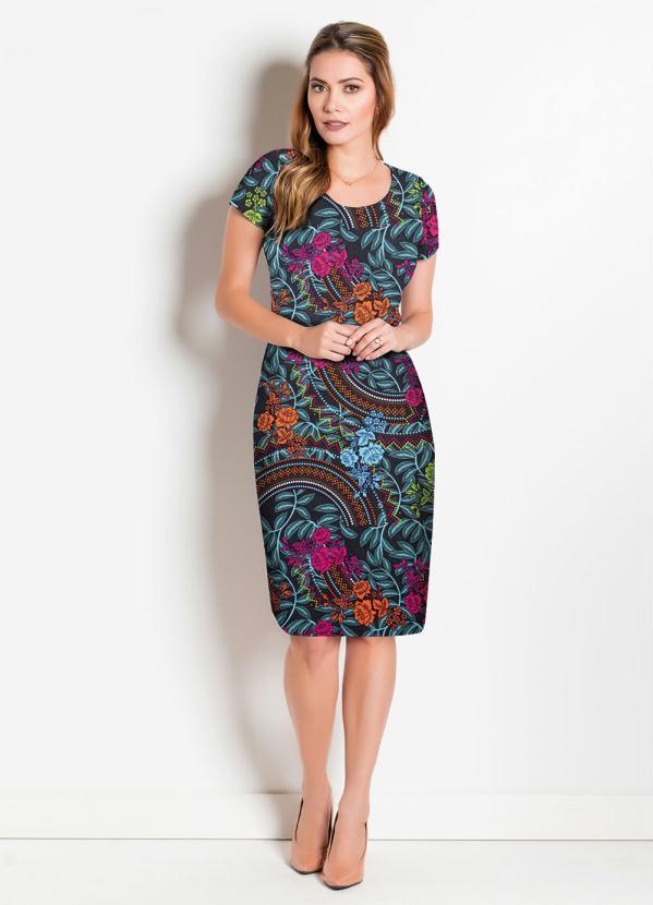 Rosalie - Vestido Decote Redondo Flores Moda Evangélica 3