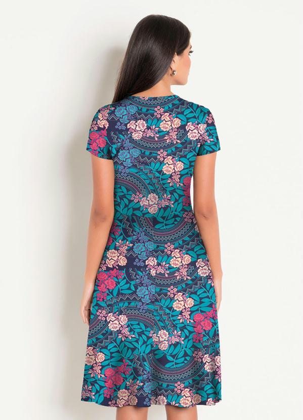 Rosalie - Vestido Decote Redondo Moda Evangélica Floral 2