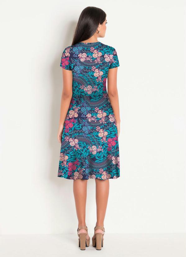 Rosalie - Vestido Decote Redondo Moda Evangélica Floral 4