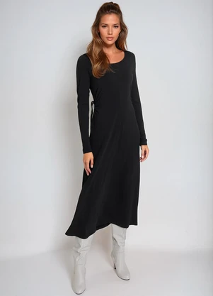 bonprix - Vestido Decote Redondo Preto - BONPRIX