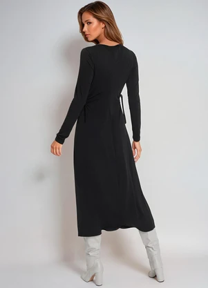 bonprix - Vestido Decote Redondo Preto - BONPRIX