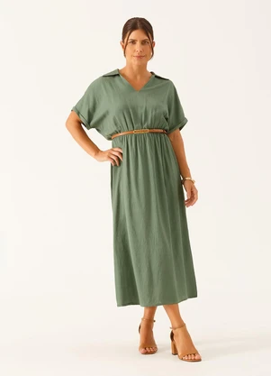 Principessa - Vestido Decote V Longuete Vanderleia Verde - PRINCIPESSA