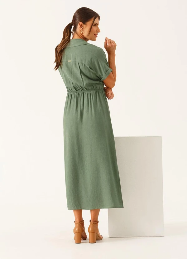 Principessa - Vestido Decote V Longuete em Viscose Verde Vanderleia 2