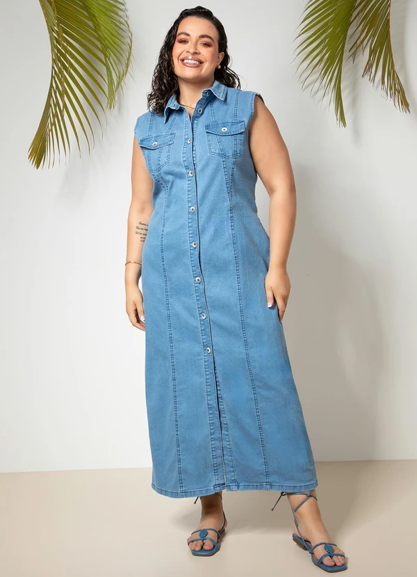 Quintess - Vestido em Jeans Claro 5