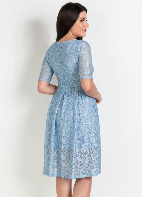 Outlet - Vestido em Renda Azul Moda Evangélica 2