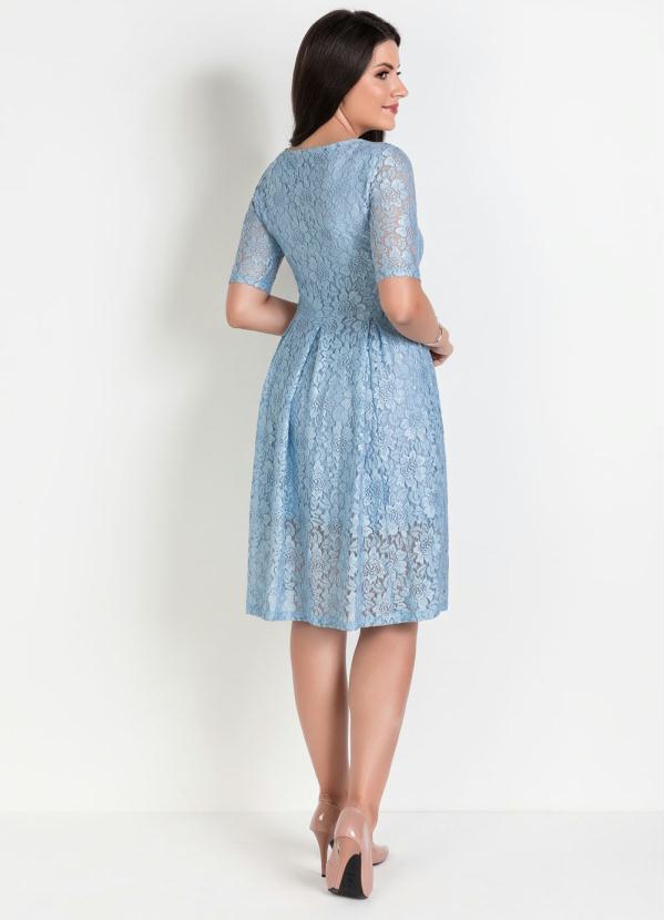 Outlet - Vestido em Renda Azul Moda Evangélica 5