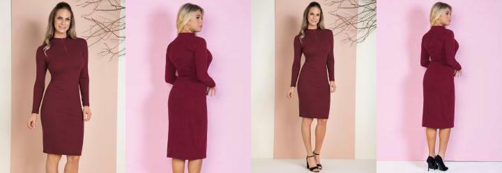 Vestido em Ribana Bord com Zper