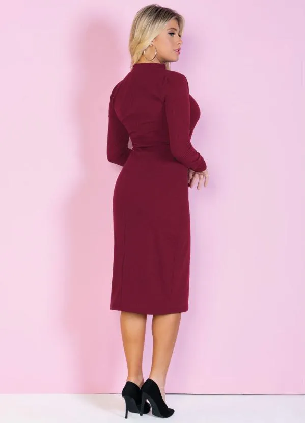 Moda Pop - Vestido em Ribana Bordô com Zíper 6