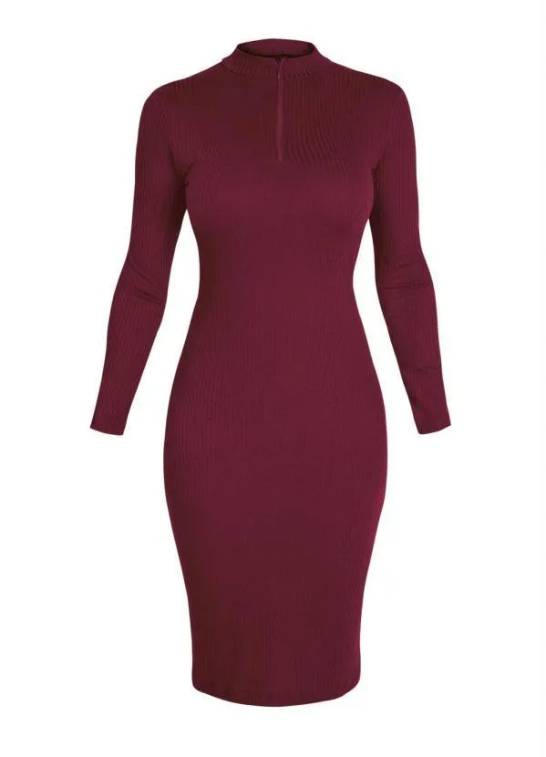 Moda Pop - Vestido em Ribana Bordô com Zíper 8