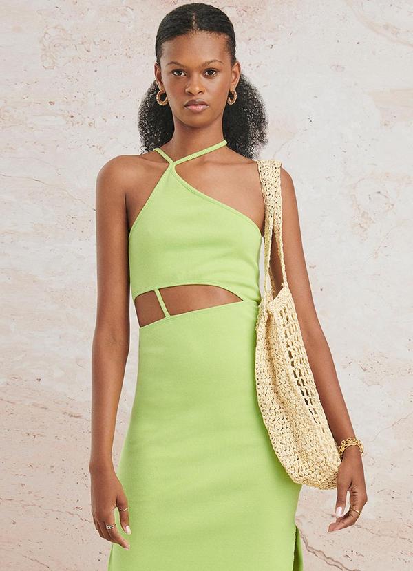 Authoria - Vestido em Ribana Midi Lima Verde Limão 3