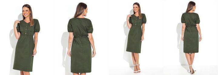 Vestido em Sarja Verde Militar