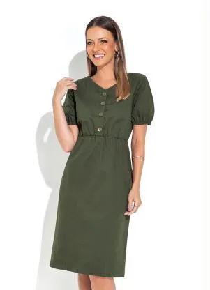 Rosalie Vestido em Sarja Verde Militar