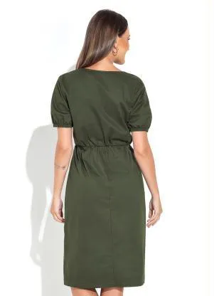 Rosalie - Vestido em Sarja Verde Militar - ROSALIE