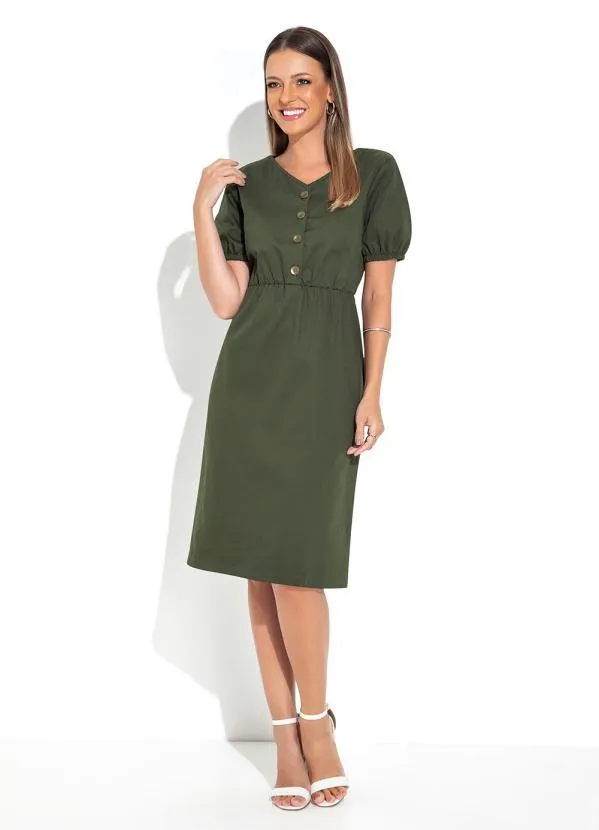 Rosalie - Vestido em Sarja Verde Militar 3