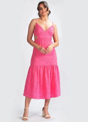 Colcci - Vestido em Tecido Plano Bordado Rosa - COLCCI