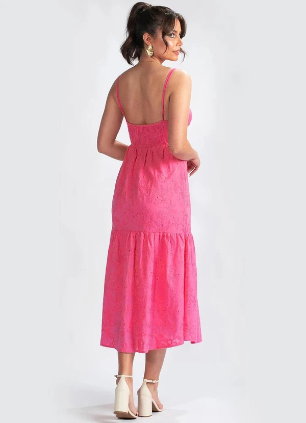 Colcci - Vestido em Tecido Plano Bordado Rosa 3