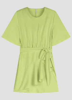 Cereja Rosa - Vestido em Tecido Plano Jacquard Verde - CEREJA ROSA