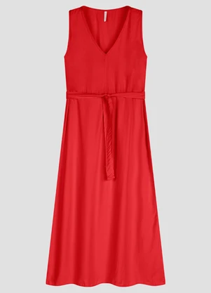 Cereja Rosa - Vestido em Tecido Plano Viscose Twill Vermelho - CEREJA ROSA