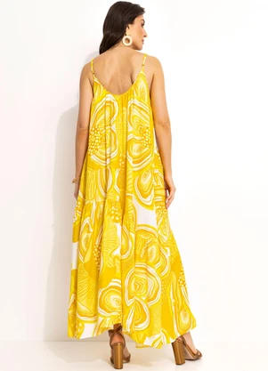 Farm - Vestido em Viscolinho Amarelo - FARM