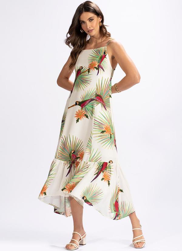 Farm - Vestido em Viscose Amor de Arara Branco