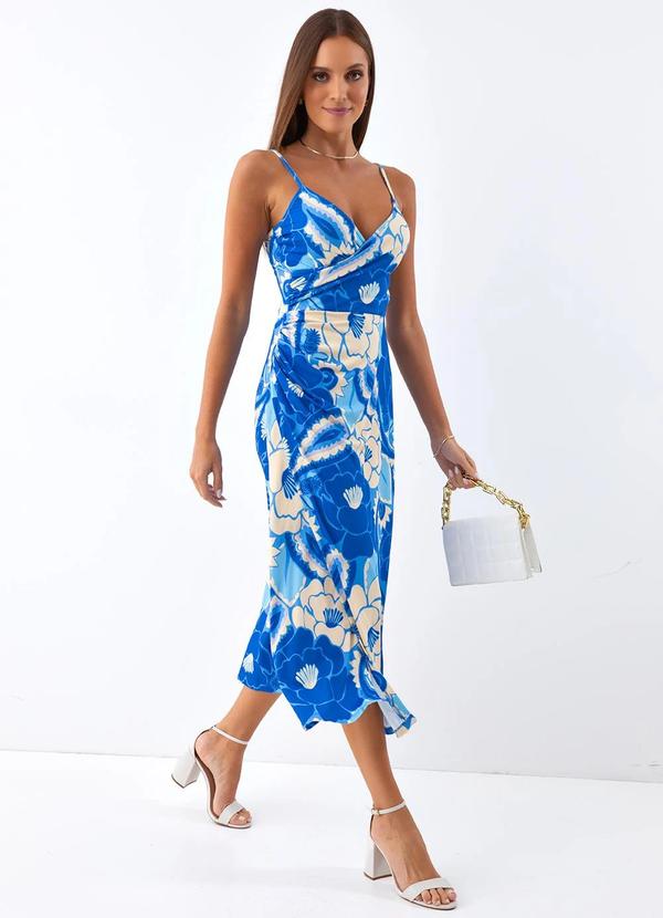 Farm - Vestido em Viscose Azul