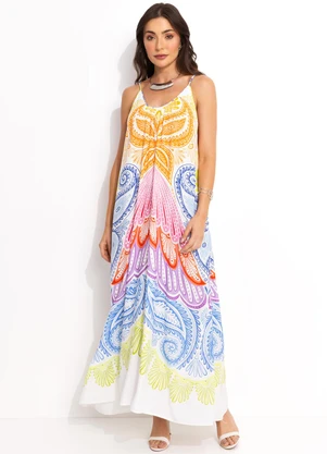 Farm - Vestido em Viscose Bege - FARM