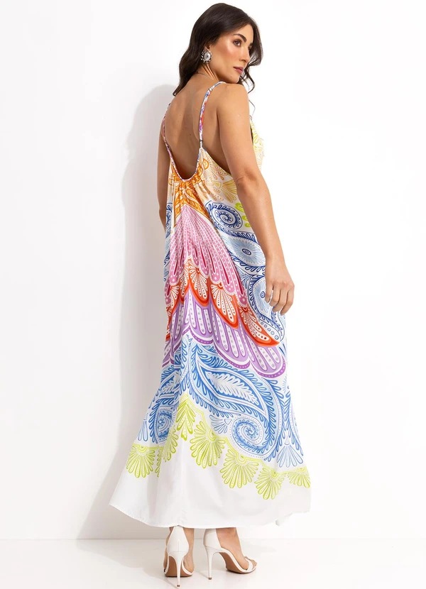 Farm - Vestido em Viscose Bege 2